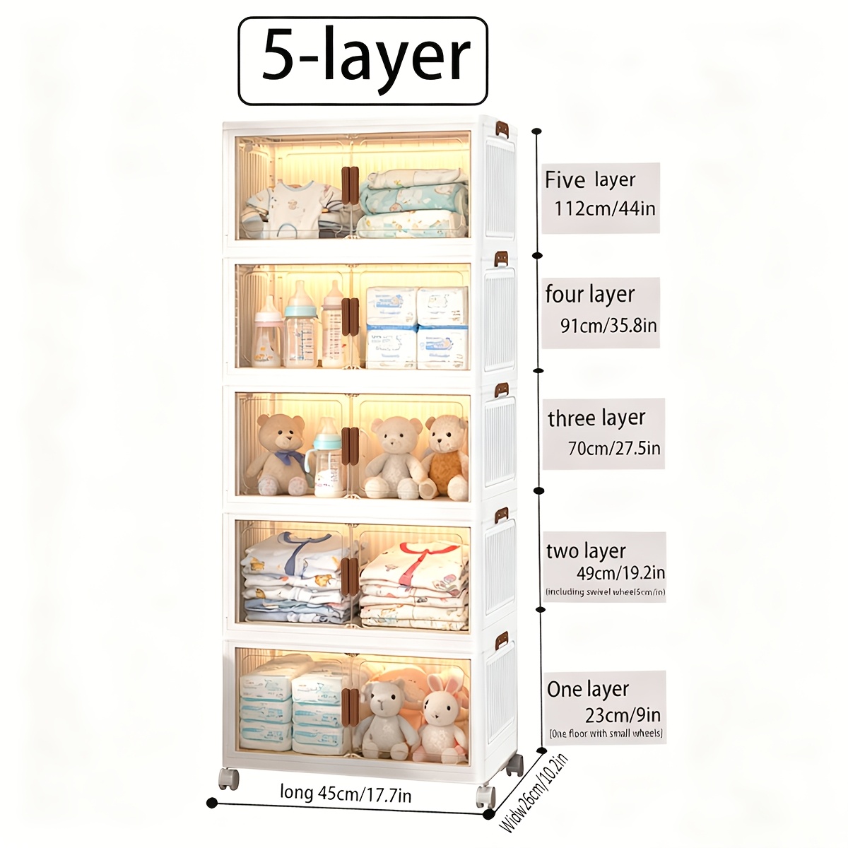 45/50Cm Oversized Folding Storage Cabinets with Wheels And LIDS - Foldable And Stackable Plastic Bins, Storage Cabinets for Household Storage And Organizing Appliances, Folding Storage Bins for Closets, Bedrooms, Kitchens, Office Storage
