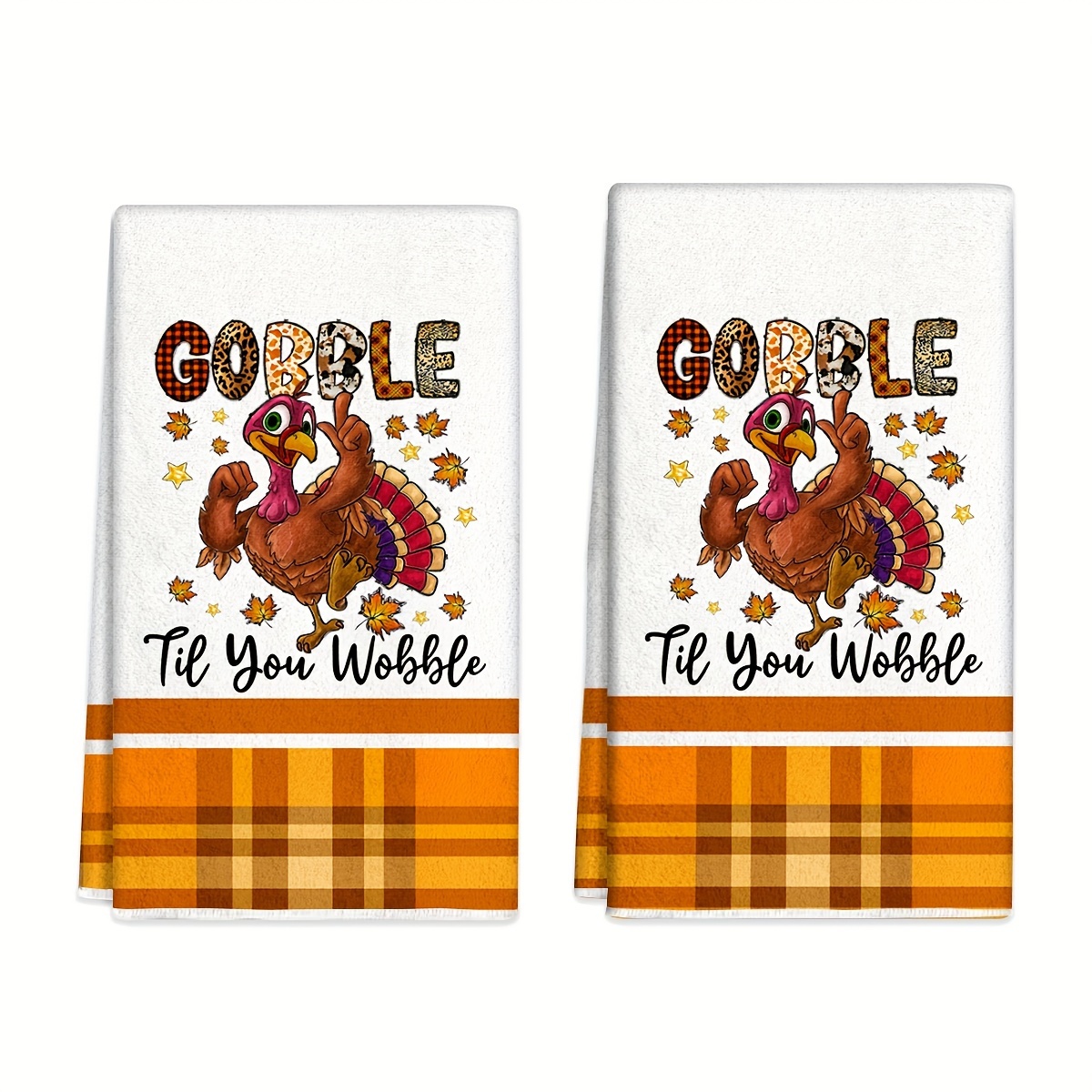 

Autumn Charm 2pcs: Pumpkin & Maple Leaf Kitchen Towels - Ultra-soft Microfiber, Fade-resistant, Perfect For Thanksgiving & Decor