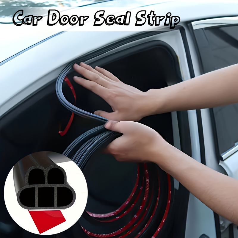 

1pc Universal Double-layer Rubber Car Door Seal Strip - , Waterproof Weather Stripping, Soundproofing & Shock Absorption, 5-hole Design, Left Placement, Full Vehicle