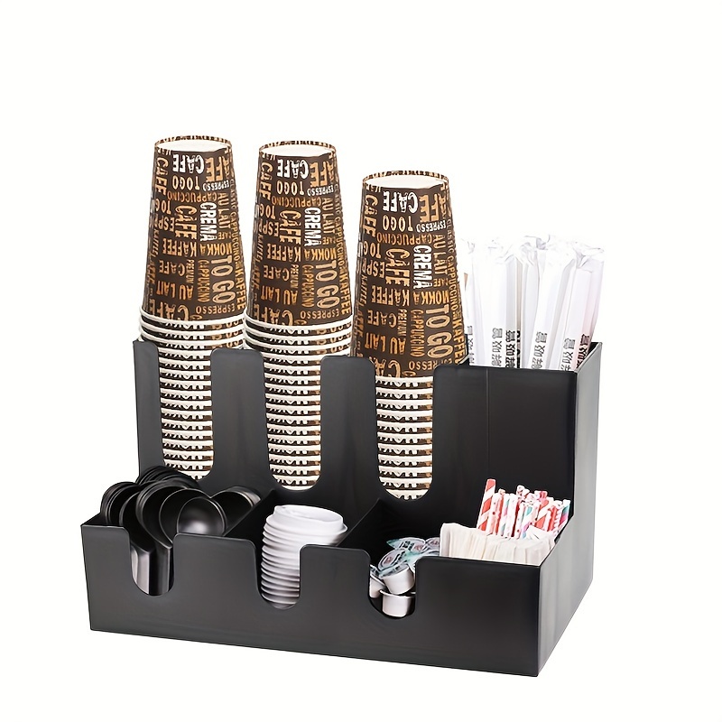 

Black Plastic Bar Organizer With 9 Compartments, Bar Accessories For Cups, Straws, Stirrers, Toothpicks, Home Supplies