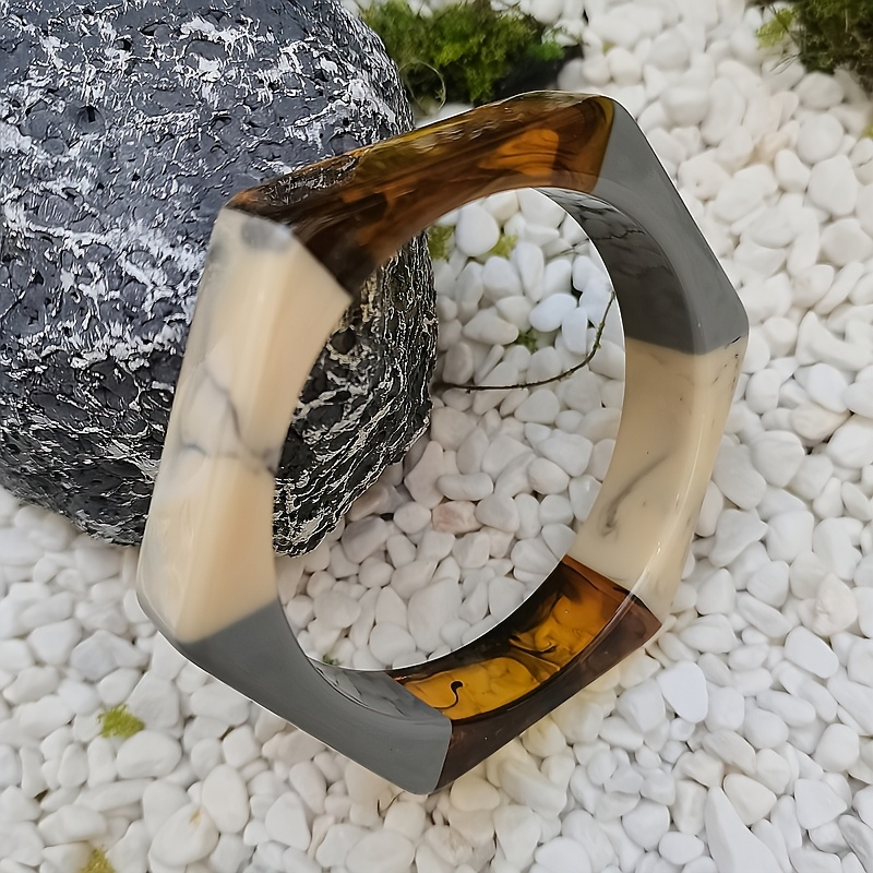 Women's Two-Tone Multi-Color Spliced Bangle Bracelet