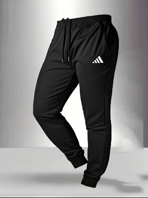 mens lightweight athletic pants with logo solid color casual pants suitable for gym casual attire breathable outdoor wear hand washable sportswear