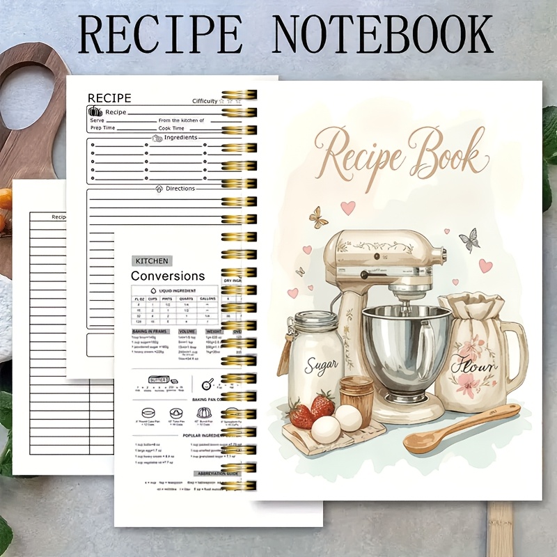 TEMU 1 A5 Recipe Notebook, Fillable Blank Recipe Notebook, Classic Recipe Blank Recipe Book And Recipe Manual, Record Your Recipes, Spiral Binding,