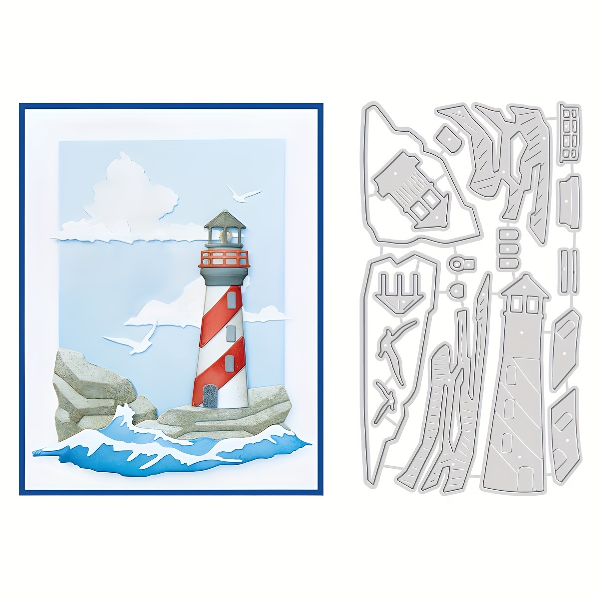 

1pc Lighthouse Metal Cutting Die Set For Diy Scrapbooking And Card Making - Versatile Craft Mold For Greeting Card Creation With Nautical Theme - Ideal For Any Recipient