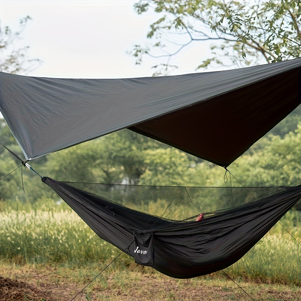 Hamac Camping Portable Avec Moustiquaire Et Tente Anti-Pluie - Charge 300kg, Parachute Nylon