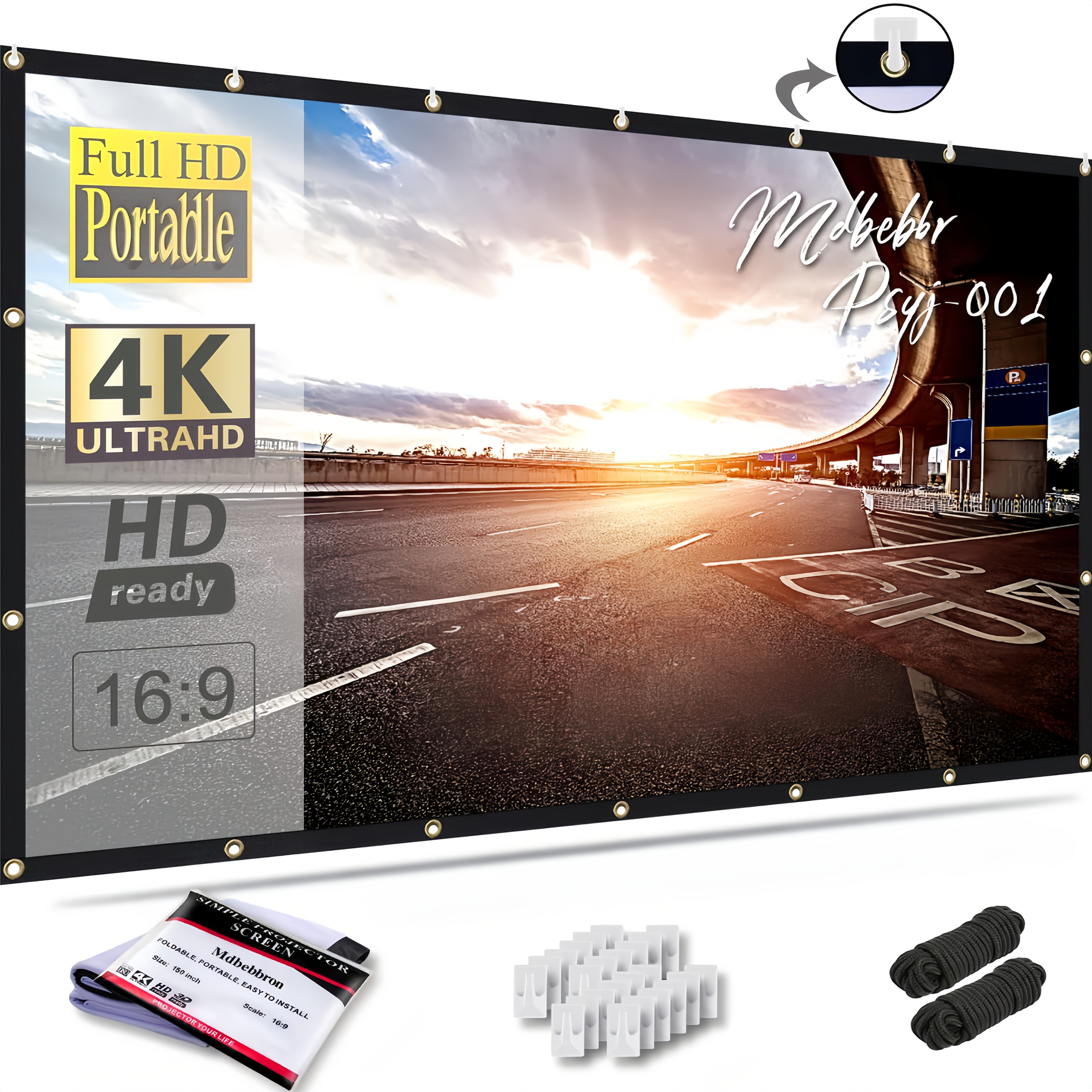 Temu – TEMU 150-inch Portable Projector Screen 4k Hd Foldable Wrinkle-resistant Movie Screen Suitable For Home Theater, Outdoor , Compatible For Projectors,