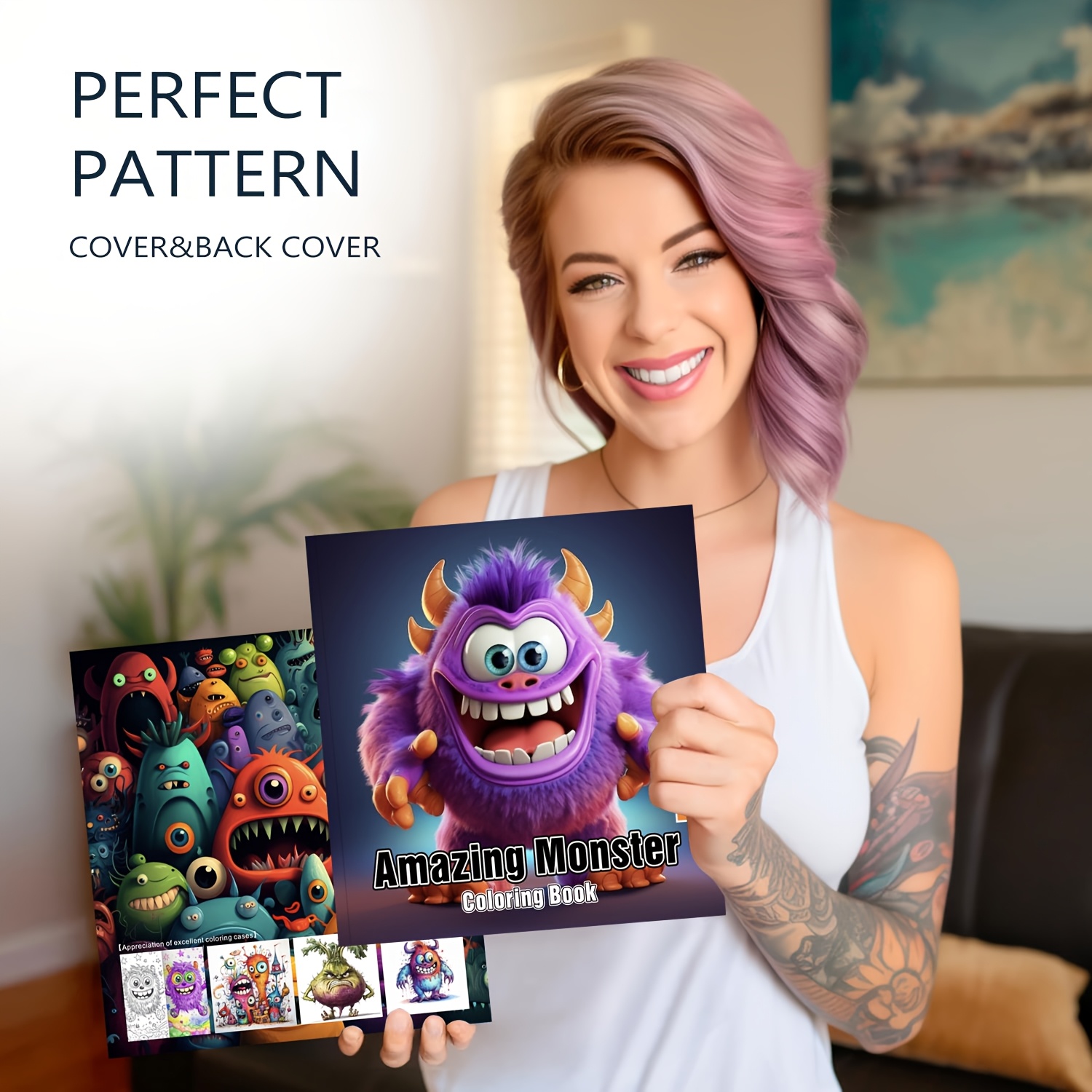 Amazing Monster Coloring Book For Adults - 30+ Thick Pages, Cute Cartoon Design, Relax & Relaxation, Gift Or Creative Activity