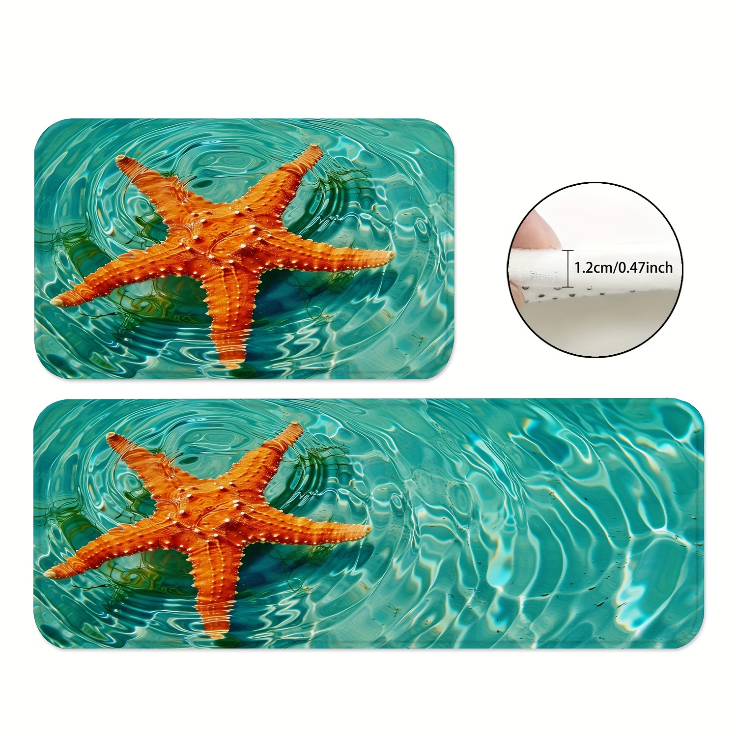 Tapis De Cuisine 2 Pièces Bleu Gris Tapis De Sol Devant Evier Antidérapant 40x60cm & 40x120cm