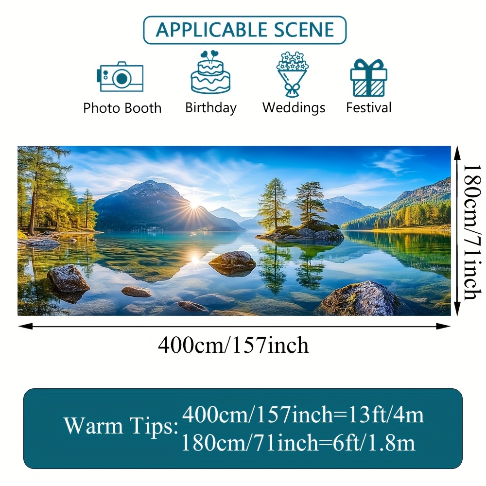 1pc 2D Flat Printing Landscape Pattern Garage Door Fabric Banner - Durable Polyester, No Power Needed, Easy to Hang, Ideal for Weddings, Parties, and Outdoor Celebrations, Outdoor Celebration Decor | Scenic Landscape Design | Durable Polyester Banner, Outdoor Decorations