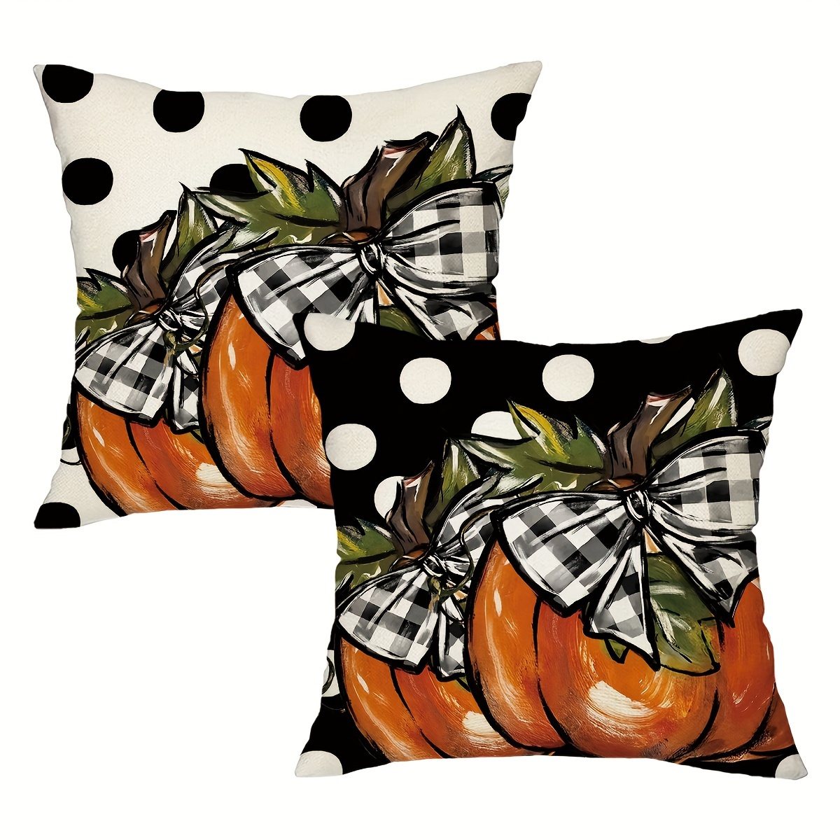 TEMU 2pcs, Rustic Pumpkin Throw Pillow Covers, 18x18 Inches, Traditional Farmhouse Style, Polyester, Hand Wash Only, For Porch, Patio, Couch, Sofa, Living Room, Outdoor Decor, No Inserts
