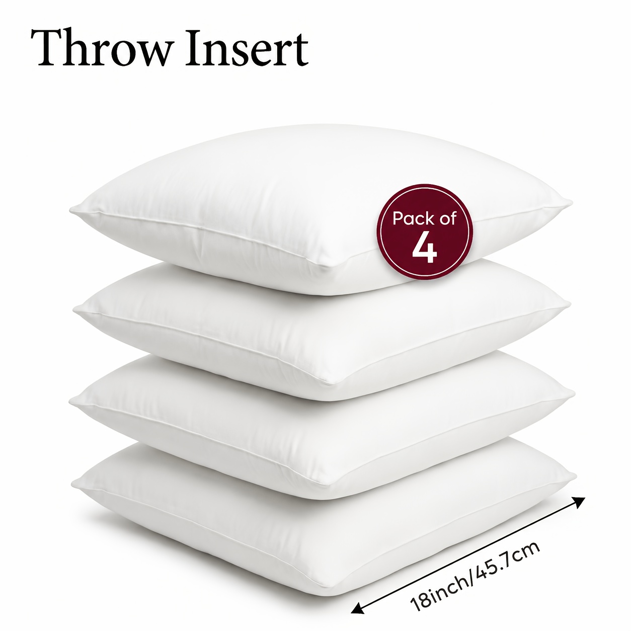 TEMU 4pcs High Quality Pillow Inserts, Square Pillows For Indoor & Outdoor Use. Ultra-fluffy And Skin-friendly, Featuring Cloud-like And Quick
