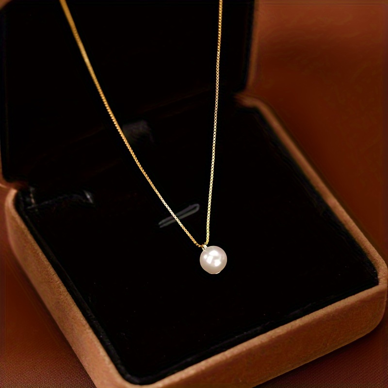 TEMU Lustrous Freshwater Pearl Pendant Necklace - Chic, Sexy Style Jewelry, Perfect Holiday Gift, The Ideal Gift For Family And
