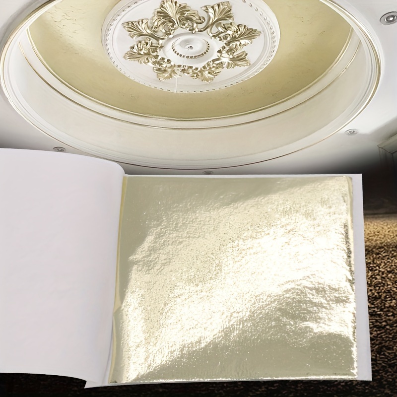 

Feuille d'aluminium de style classique - Paquet de 100 feuilles, feuille métallique argent champagne pour la dorure, le nail art et les travaux de peinture.