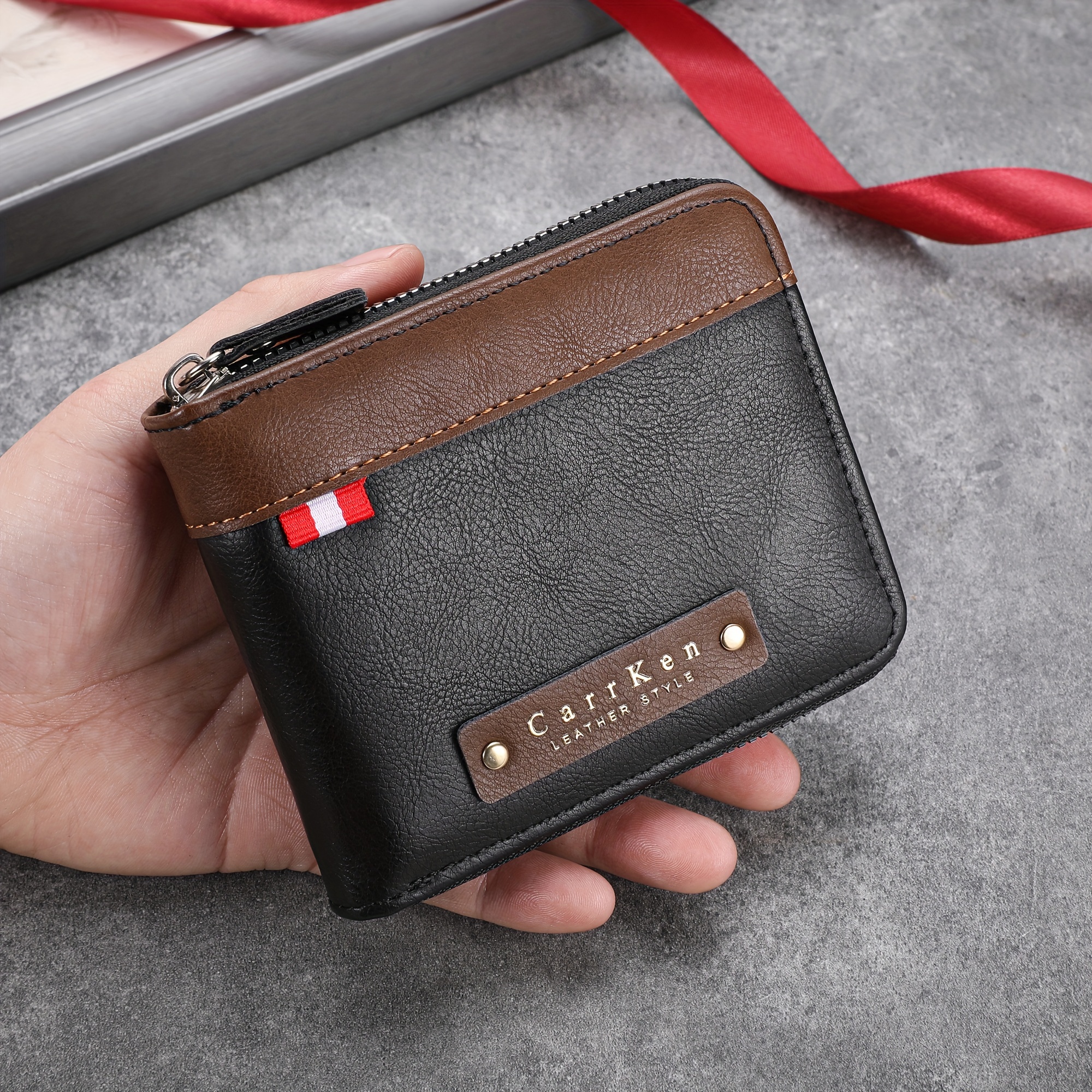 

1pc New Men's Wallet, Multi-functional Zipper Wallet, Versatile Multi-card Slots Card Holder, Men's Christmas Gift