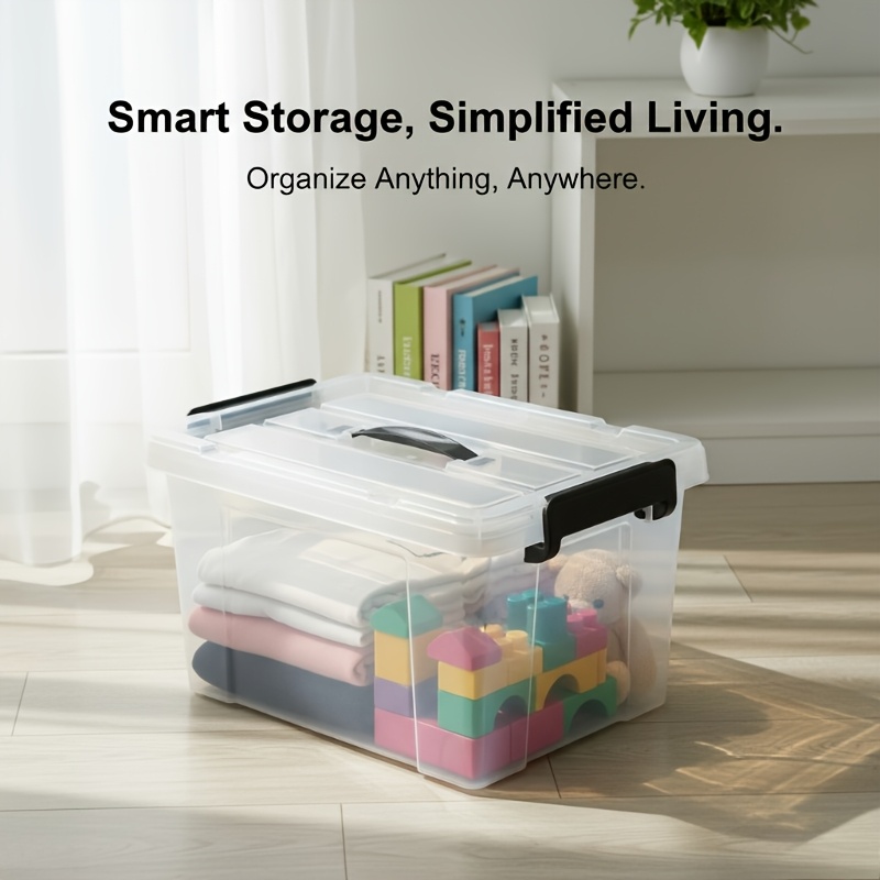 3pcs Large Clear Plastic Storage Boxes with Snap-Fit Lids