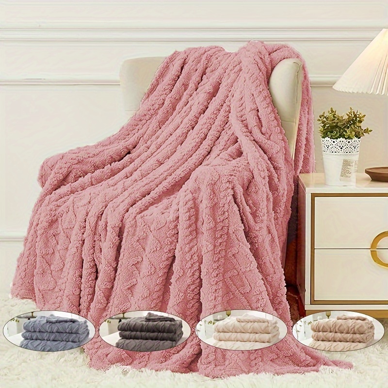 

Wool Blanket Comfortable, Soft, 3d Fashionable Design Plush Warm Blanket, Bed Multifunctional Blanket Sofa Portable Blanket, Soft And Warm Plush Air Conditioning Blanket Flannel Throwing Blanket