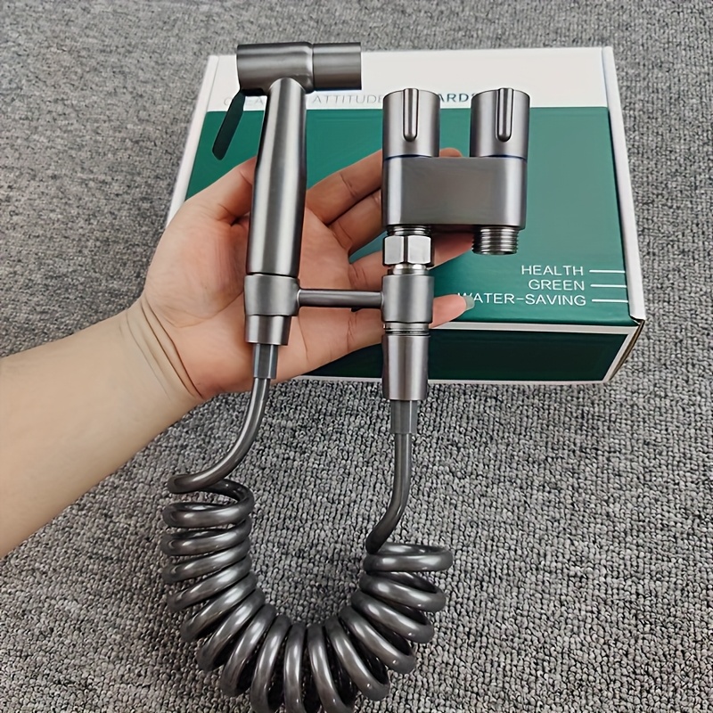 1 set wall mounted handheld bidet kit   brushed   with stainless steel spray gun telescopic telephone tube and bracket for hygienic toilet training toilet training accessory modern bidet system durable wall moun