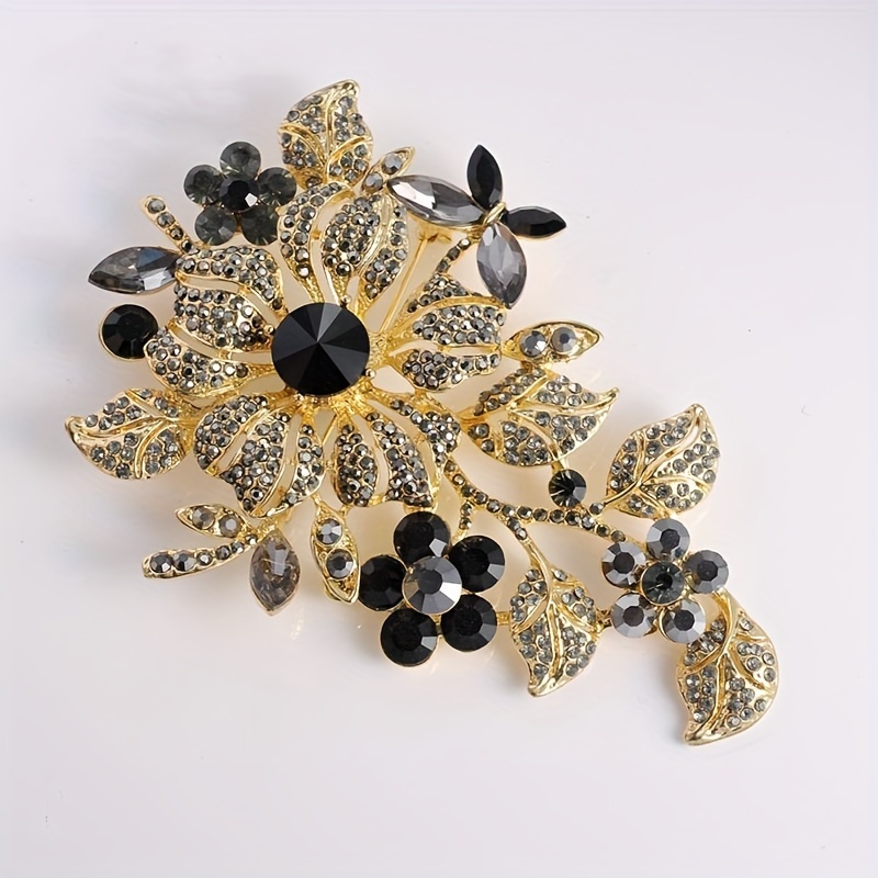 TEMU Exquisite Rhinestone Zirconia Large Flower Brooch Women's Fashion Clothing Dress Pin Girls Gift