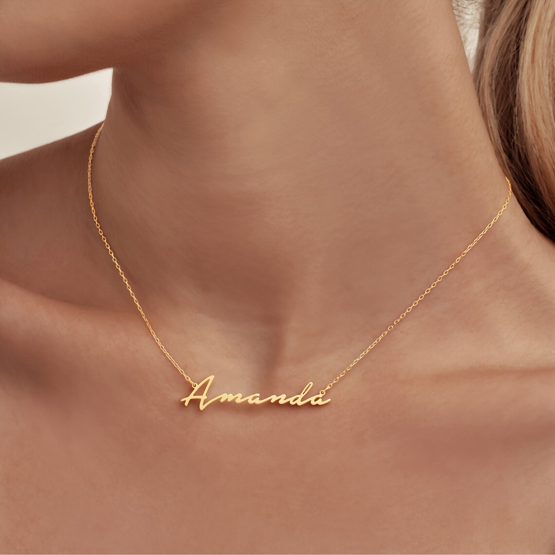 TEMU Custom Elegant Name Pendant Necklace, Personalized Simple Script Stainless Steel, 18k Golden Plated, No Mosaic, Fashion Jewelry For Women, Daily & Banquet Wear, All-season Accessory