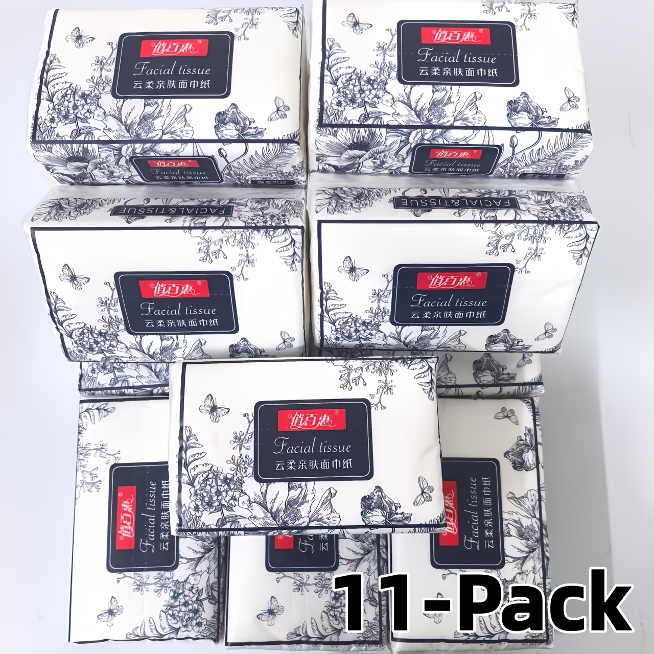 TEMU 11 Packs Total 2750 Sheets Ultra Soft Tissue Paper, 250 Sheets Per Pack, High-quality Facial Tissue Paper, Disposable Napkins For Home And