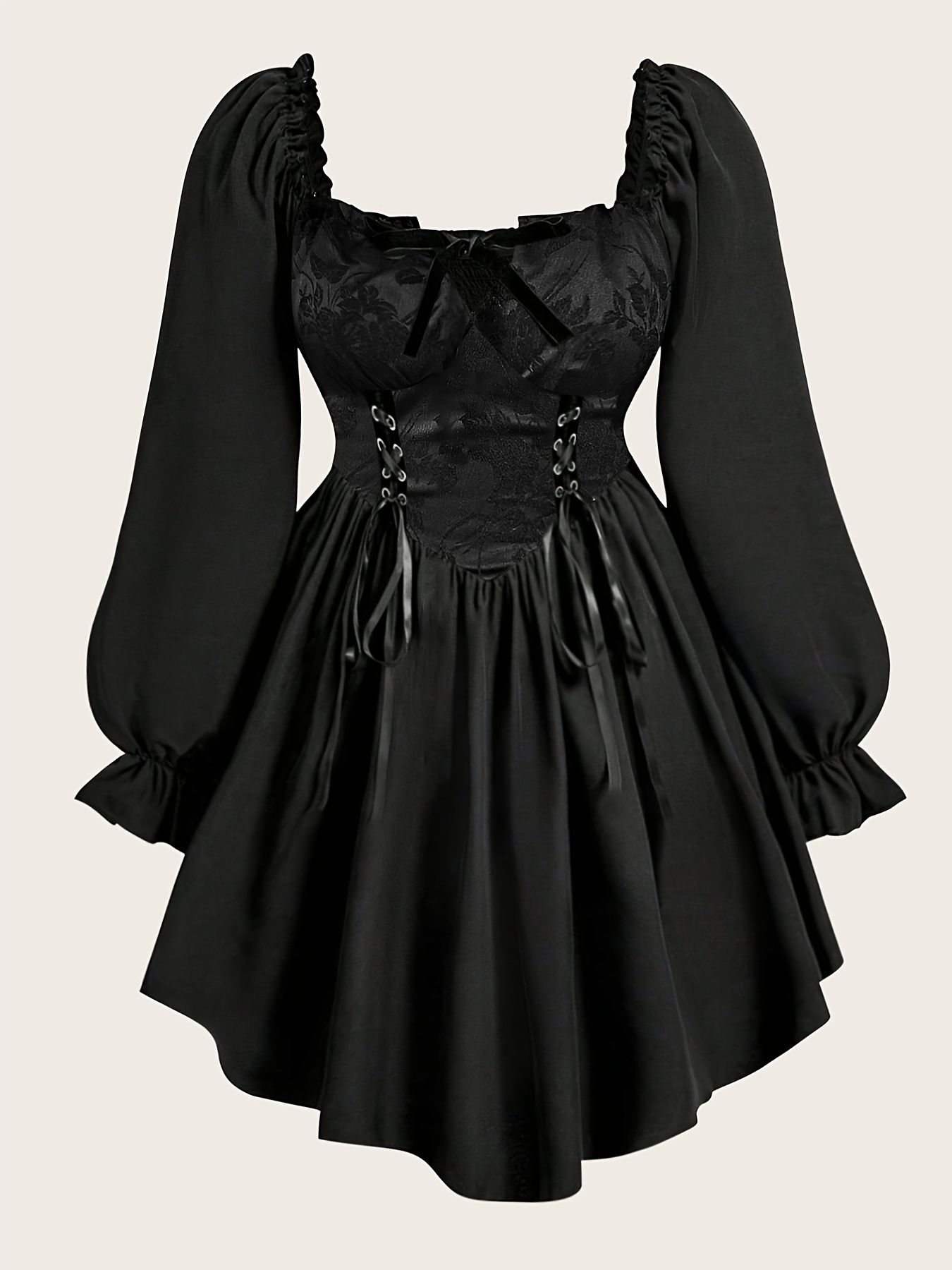 slim fit dress slacks City Studios Trendy Plus Size Lace Trimmed Fit Flare Dress Black / 2X main image 0