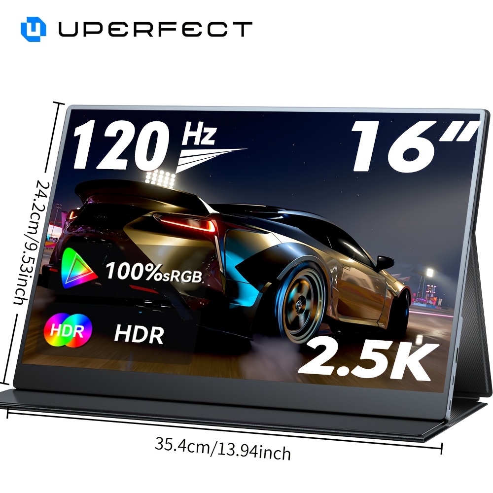 16" 2.5k 120hz Gaming Tv With Ips Screen, Usb-c, Built-in Speakers & Freesync Compatible For Pc Laptop, / Switch, Vesa Mountable Mini Hdtv Suitable For Pc, Tablet, Smartphone, Desktop Display