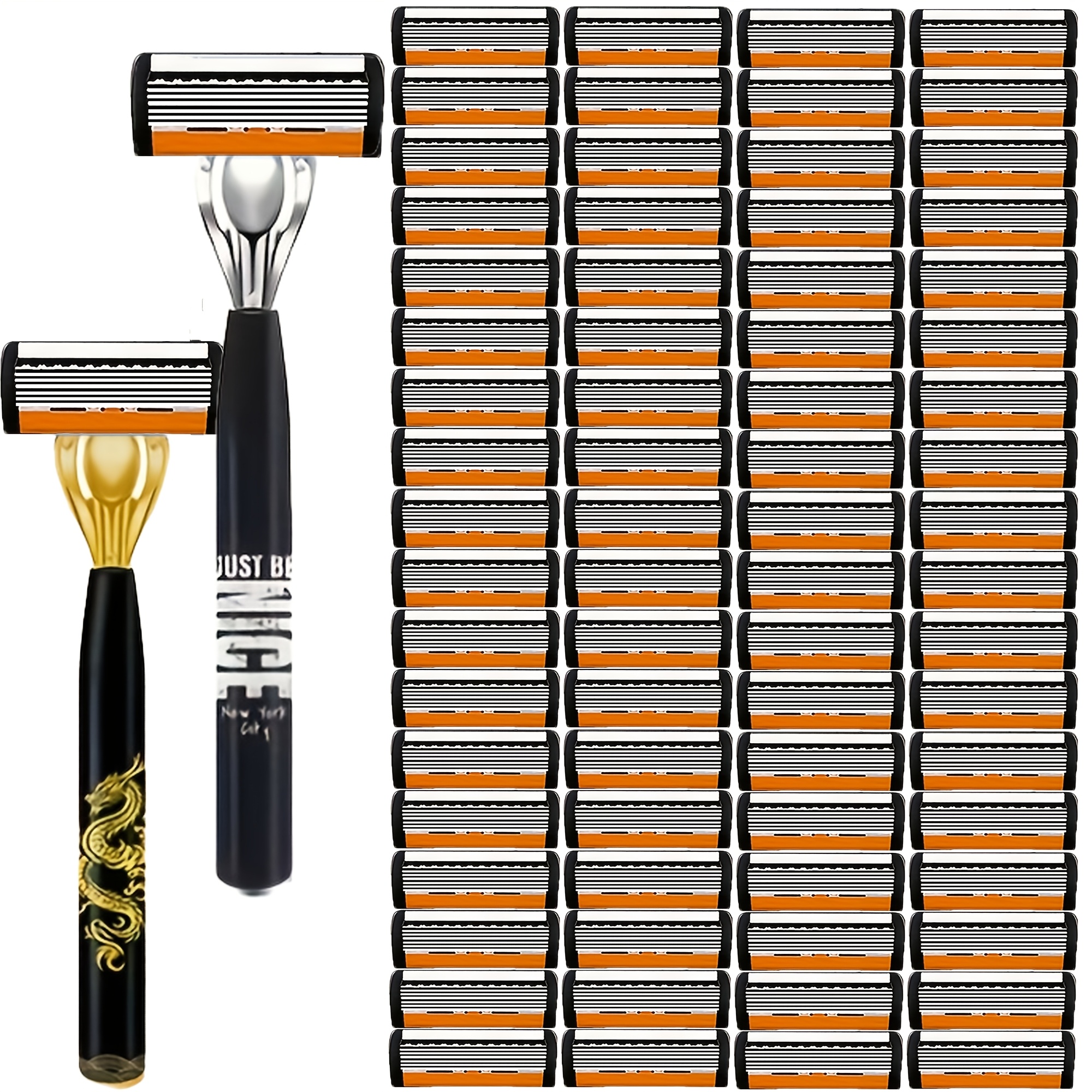 TEMU High-end 6-layer Blade Men&;s Razor Set, Non-slip Ergonomic Handle, 12/21/36/72/90 Multi-combination Replacement , Durable Stainless Steel ,