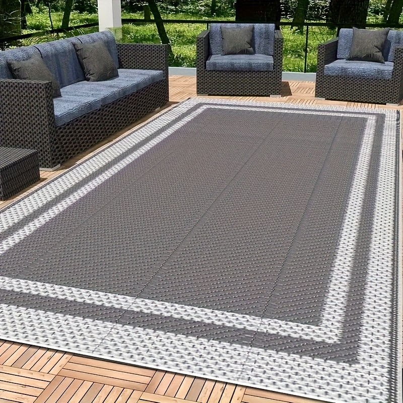 1pc outdoor mat patio rug washable large outdoor mat braided woven rugs for rv camping suitable for patios decks picnics    