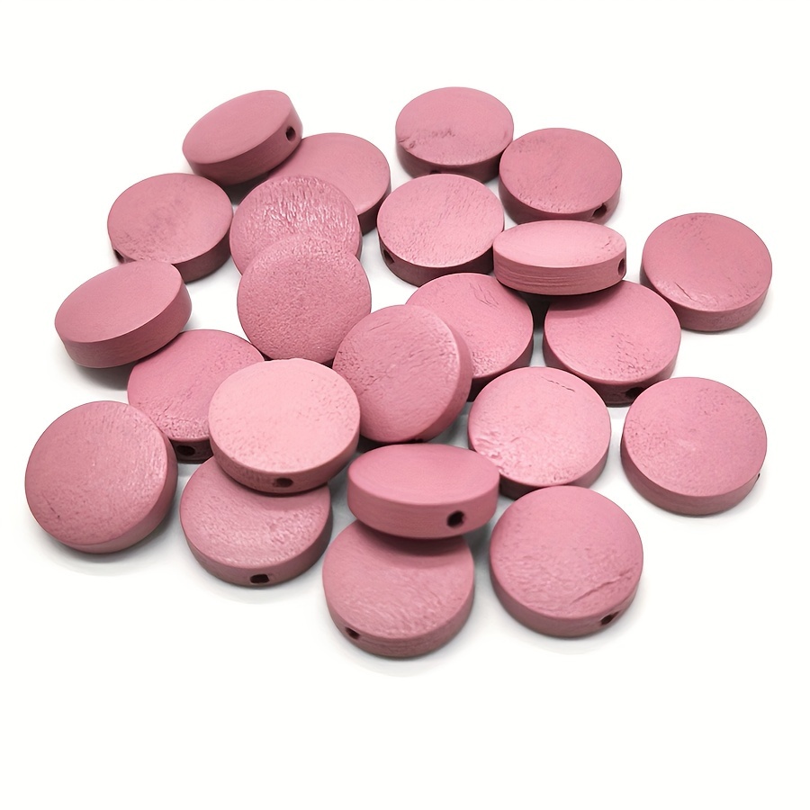 20pcs Flat Round Wooden Beads for DIY Jewellery Making