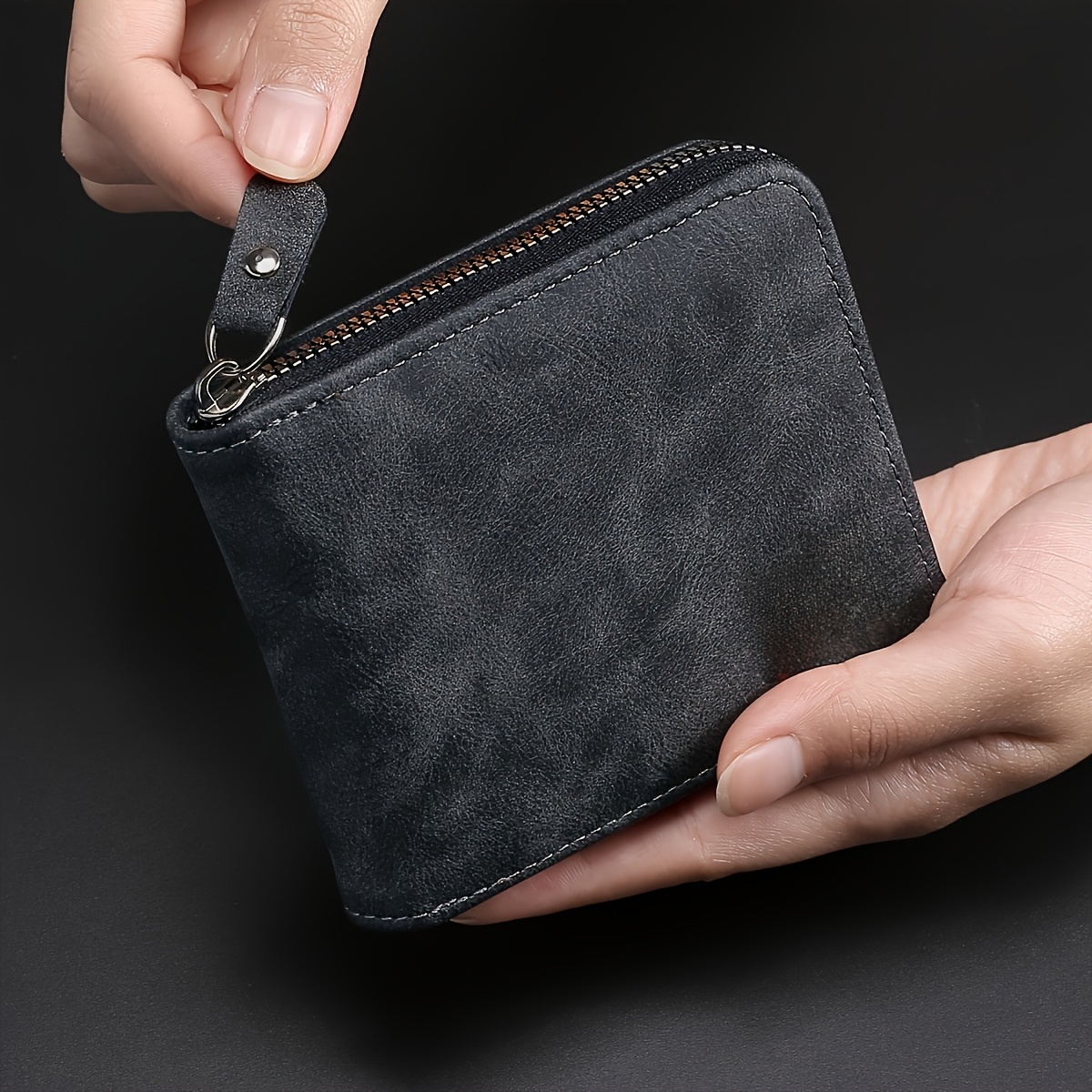 Image of Pu Men's Wallet Fashion Simple Coin Purse Multifunctional Short Zipper Wallet Large Capacity Credit Card Bag Men's Gift