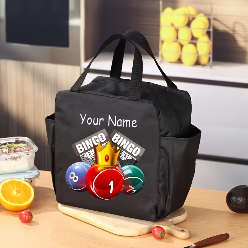 TEMU Personalized Bingo Game Tote Bag - Custom Name Bingo Bag Suitable For , Zippered Storage Pouch With Bingo Card, Lightweight Bag For Parties,