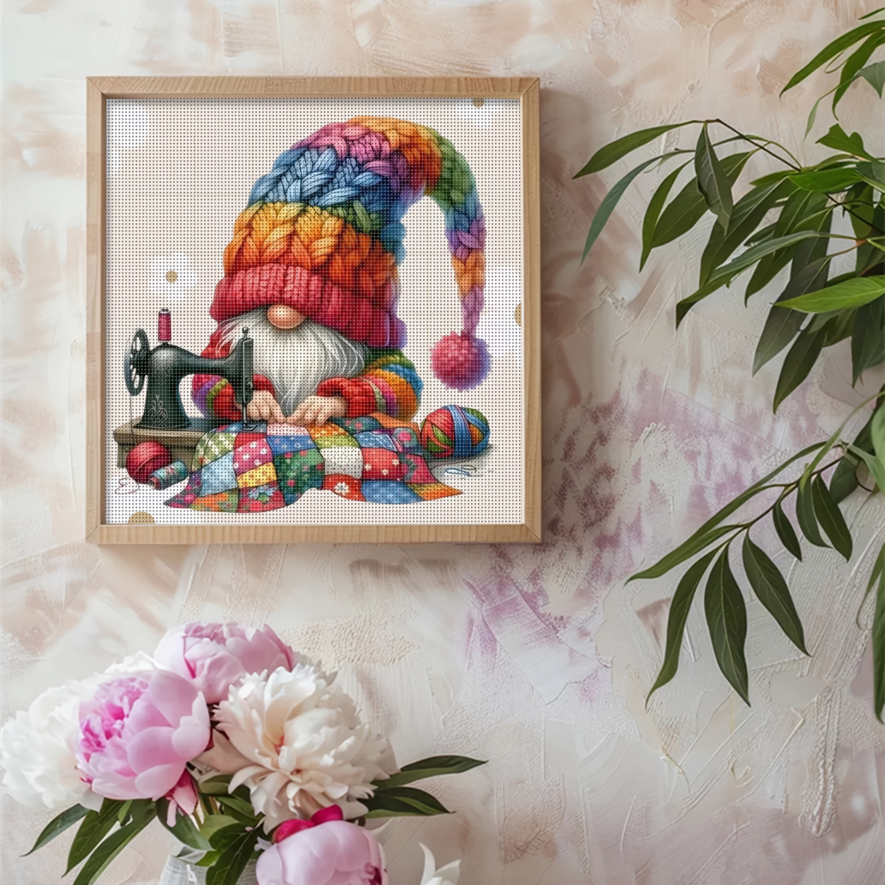 TEMU 1 Ensemble - Kit de peinture de point de croix sur le thème du gnome de couture, broderie de haute qualité DIY, broderie de point de croix 11CT,