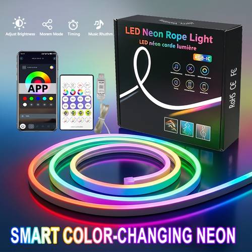 intelligent rgb neon light rope lights cabinet lights night lights led lights flexible led light strips for bedrooms with remote control and app control for rgb strips suitable for indoor bedroom room home decoration