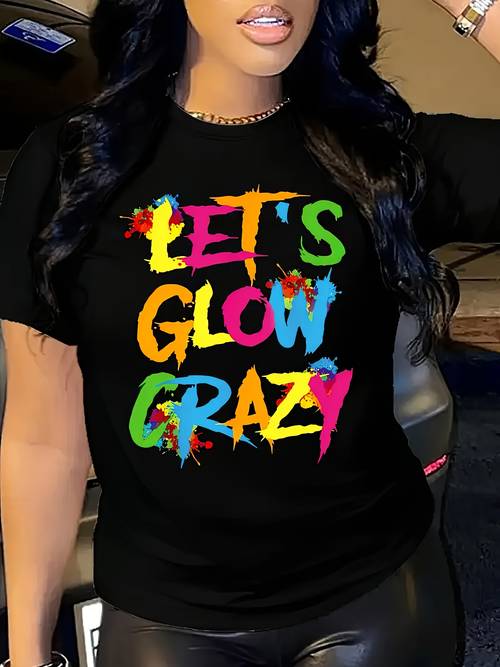womens crazy graphic print t shirt black casual short sleeve crew neck top with colorful paint splatter design lightweight tee machine washable ladies t shirts casual attire design shirt