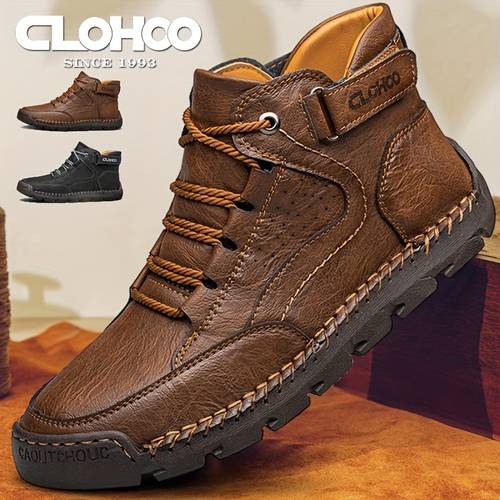 brand mens high top casual sneakers with lining rubber sole thick sole comfortable hiking outdoor daily casual mens ankle boots lace up mens shoes