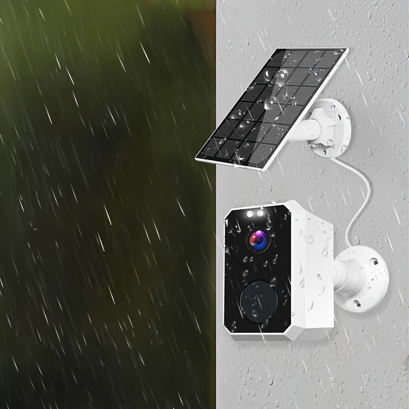 TEMU Solar Powered Outdoor Wireless Security Camera, 2k Video Resolution, Battery Powered Cctv Camera For Home Security, Cloud/sd, No Monthly Fee,