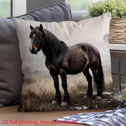 2d flat 1pc pillowcase 2 sided retro style black with white spots standing in misty field pattern suitable for indoor decoration pillowcase filling not included ideal for christmas halloween black friday