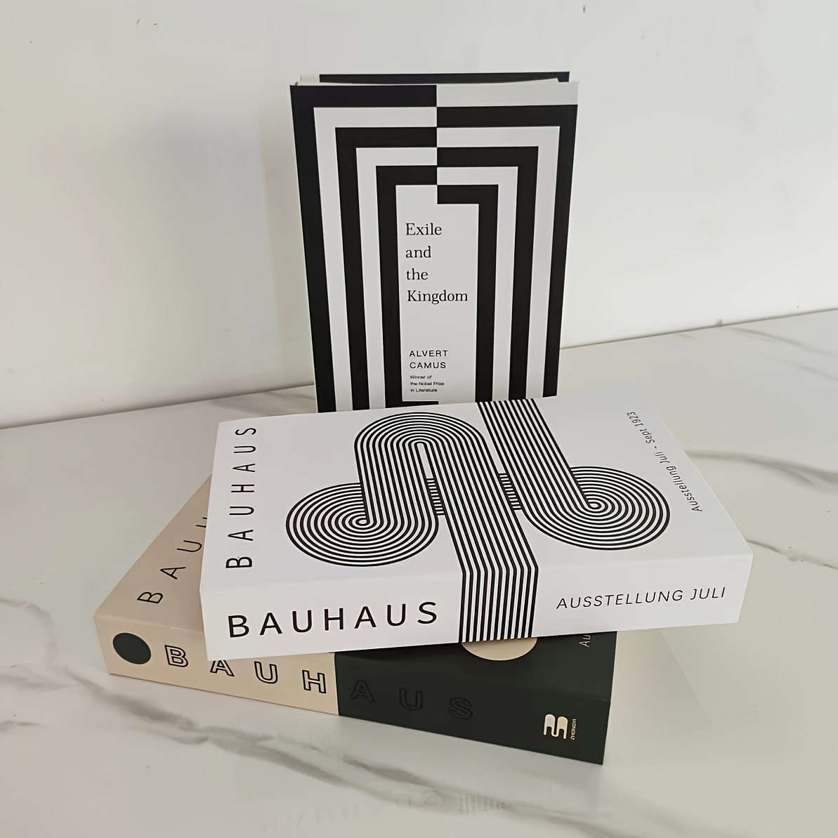 TEMU [2d Flat] 3 Sets Of Bauhaus-inspired Fake Book Boxes - Modern Minimalist Wall Decor For Home Office, Bookshelf, Or Room Accent, Frameless Paper