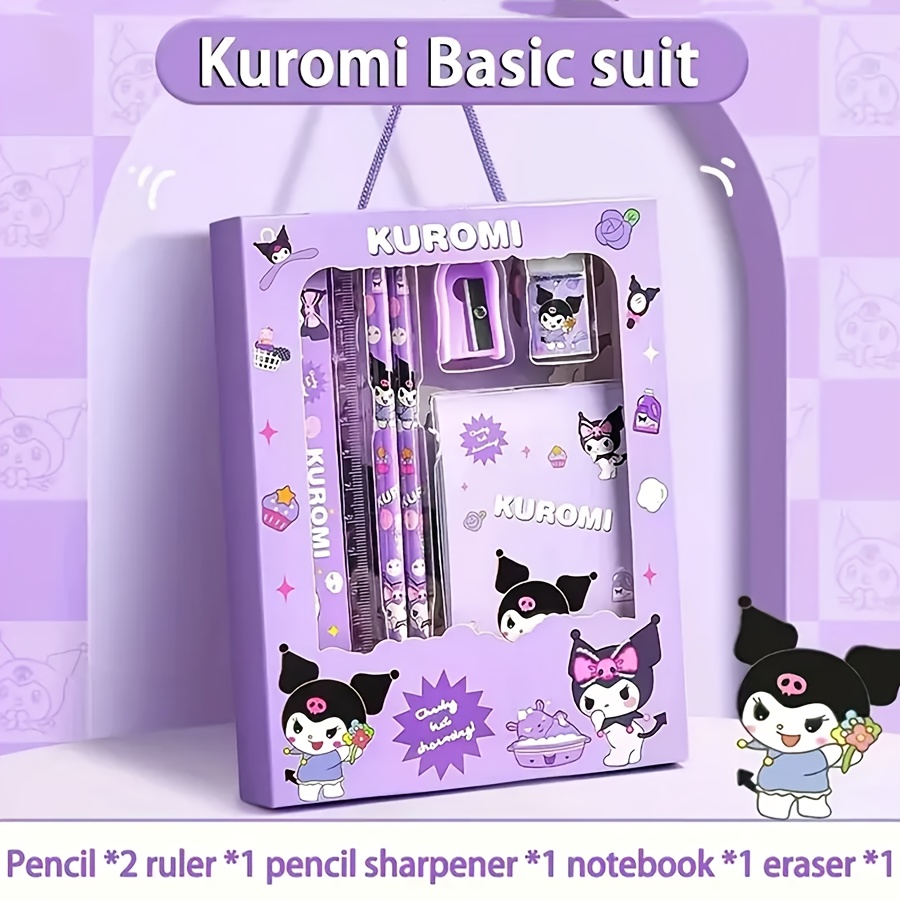 TEMU For Hello Kitty For My Melody And For Kuromi Student Stationery Set, Pencil, Ruler, Eraser, Birthday Gift, Party Favor, School Learning Supplies