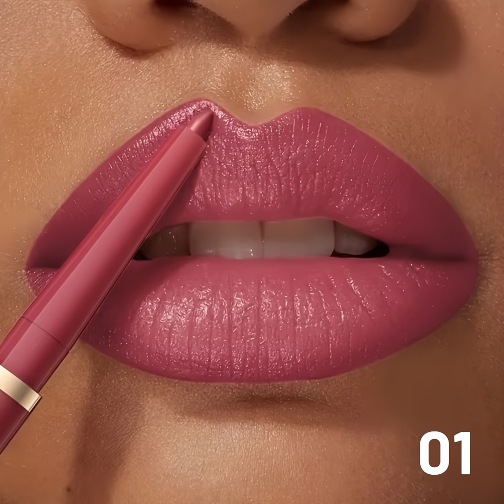 Long-lasting Waterproof Matte Nude Lip Liner | High Pigmentation, Retractable, Smooth Application, Natural Look, Perfect For Valentine's Day & Everyday Makeup, Pudaier Brand, Berry, Red Line, Brown