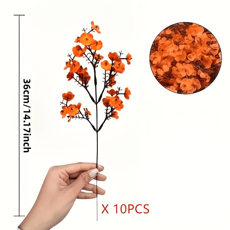 Image of 10pcs Autumn Orange Artificial Flower Bouquet - Vibrant Fabric Flowers, Suitable For Home And Kitchen Decor, Ideal For Table Centerpieces, Bedroom Decoration, And (weddings, Halloween, Christmas