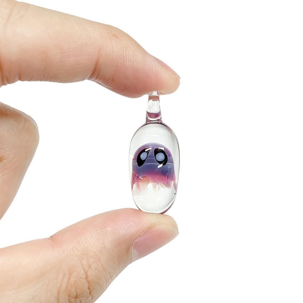 TEMU Cute Glass Pendant Handmade Colored Glaze Halloween Necklace Charm Accessory Holiday Decoration Gift