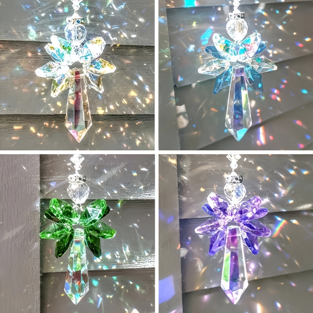 Crystal Snowflake Guardian Angel Rainbow Light Catcher Pendant