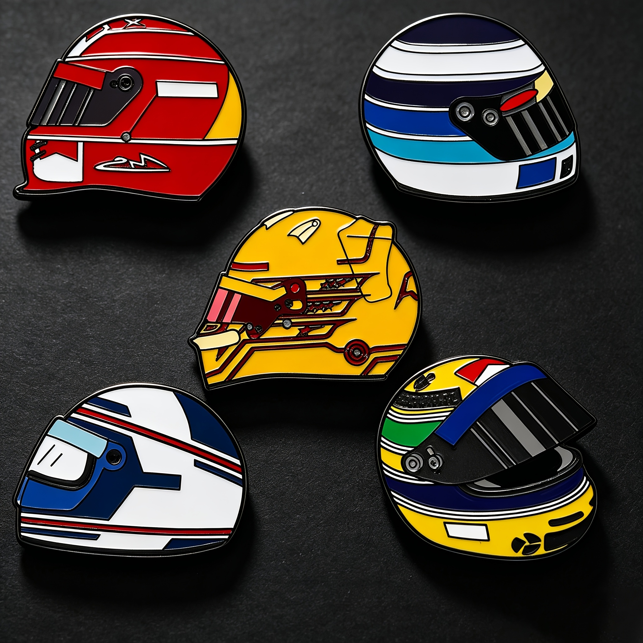 TEMU Lot de 5 épingles émaillées casque de course, broche tendance style sport moto, convient pour vestes en jean et sacs à dos, un cadeau idéal pour