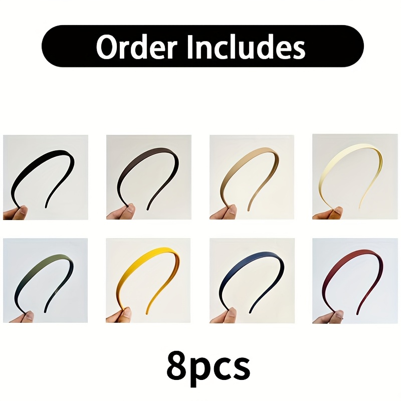 Image of 8pcs Headbands For Women, Non-slip Wide Tooth Hair Band For Washing Face, Sleek Solid , Anti-slip Grip For Flyaways, Versatile Fashion Hair Accessories For Daily Use And