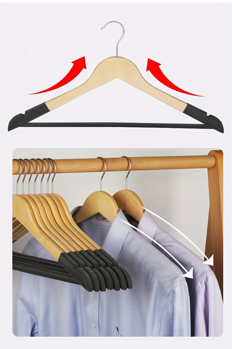 8 High-Quality Velvet Wooden Hangers Made of Maple, Designed for Men'S Suits - Non-Slip Hangers - Luxurious Natural Wood And Velvet Hangers for Hanging Pants, Suits, Dresses, And Skirts - Featuring Non-Slip Chrome Hooks, Shoulder Notches