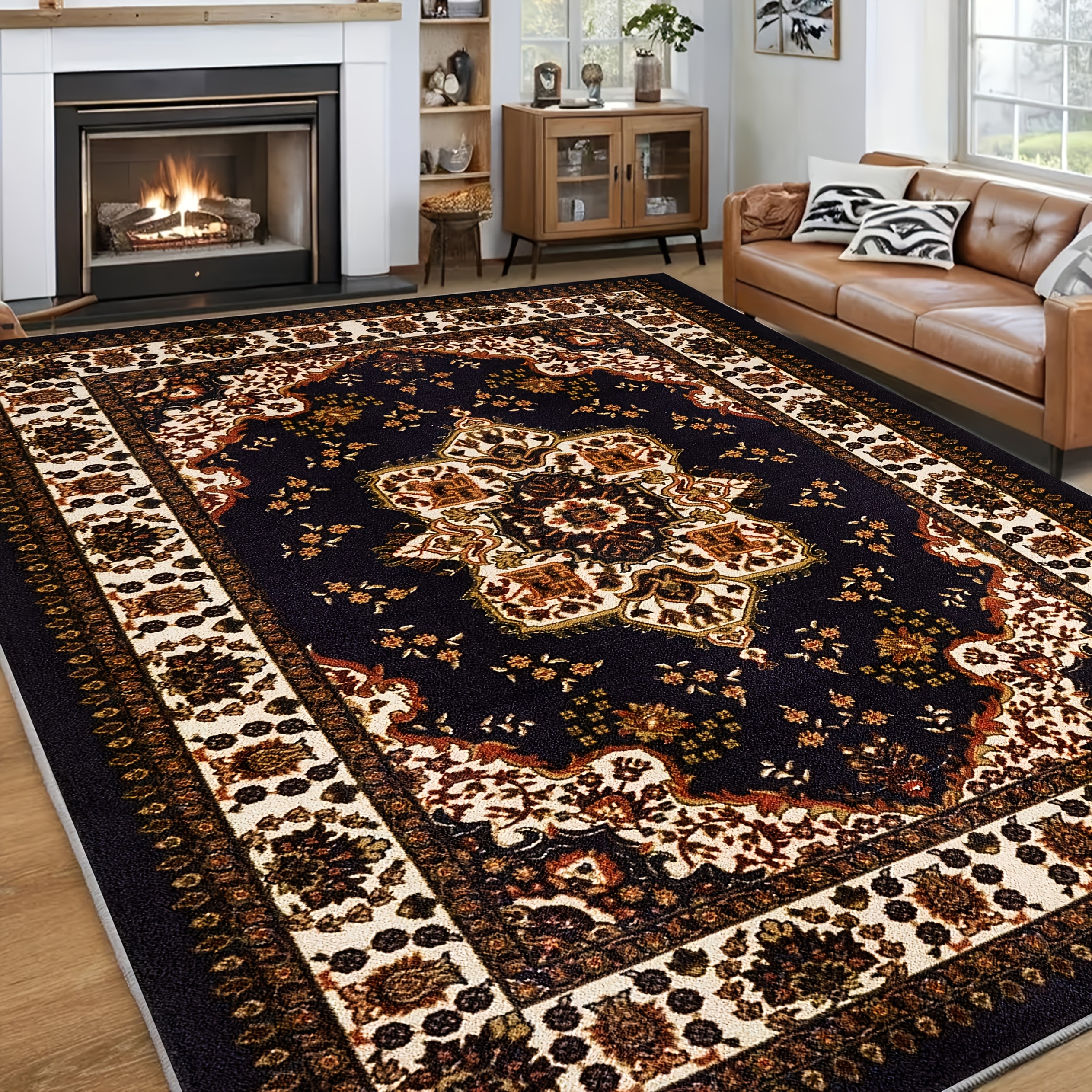 extra large bohemian round rug soft non slip and machine washable ideal for   living rooms   vintage style to any decor
