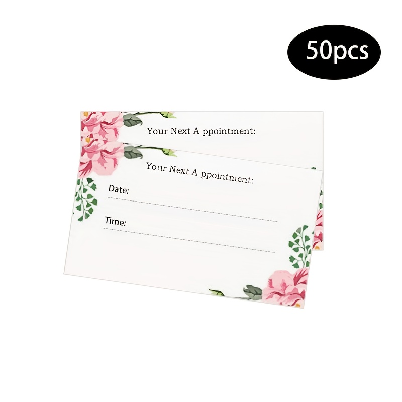 TEMU 50pcs - Appointment Reminder Cards With Floral Patterns, Suitable For Business, Hair Salons, Dental , Massage Therapists, Beauty Services,