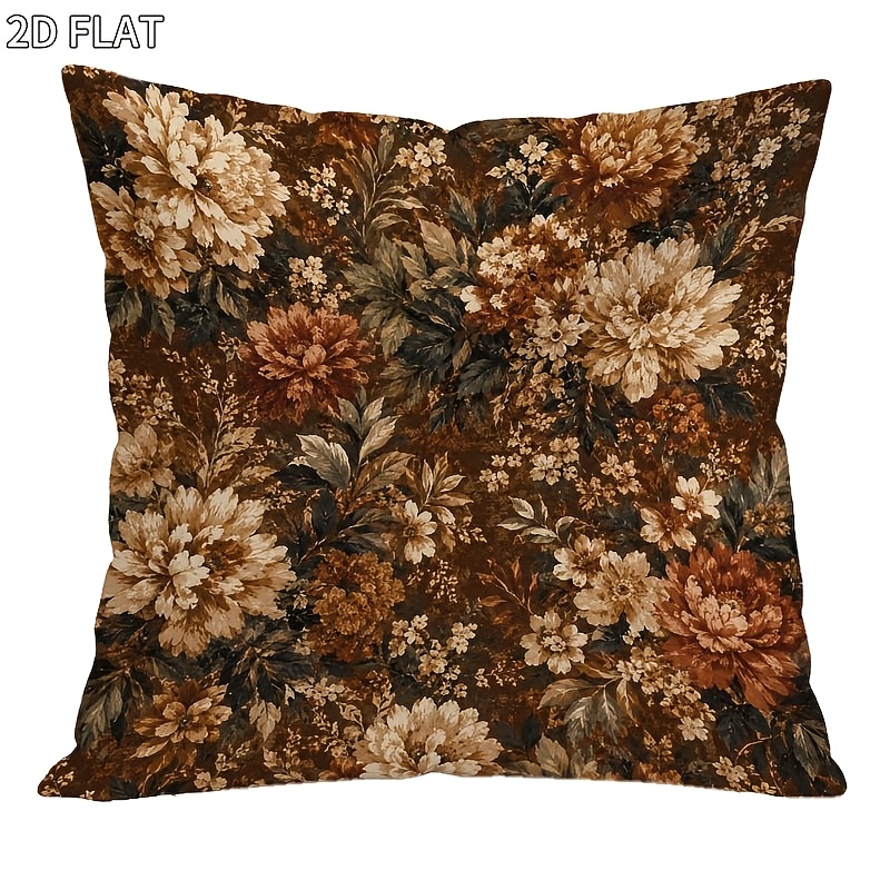 TEMU Retro Floral Square Pillowcase, 45 X 45cm / 18 X 18 Inches, 1pc, Elegant , Soft And Durable Material, Ideal For Bedroom/living Room Decor, Retro