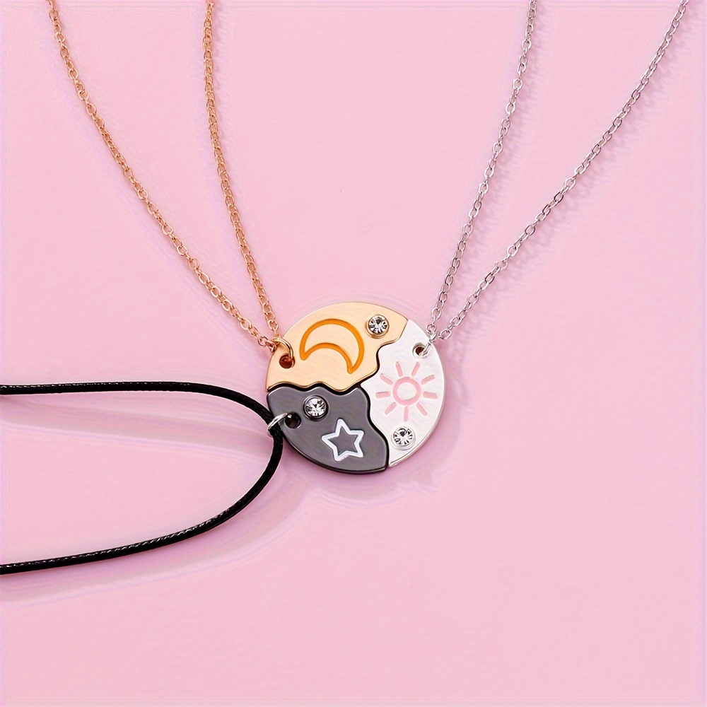 3pcs set sun moon star pendant necklace for women men jewelry accessories gifts details 2